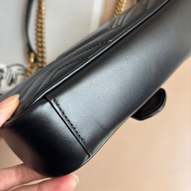 限時出清特價 ::GUCCI:: 446744 黑色MARMONT 22金鍊肩背斜背包-4