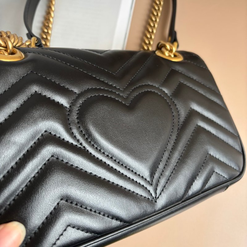 限時出清特價 ::GUCCI:: 446744 黑色MARMONT 22金鍊肩背斜背包-6