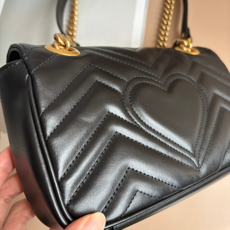 限時出清特價 ::GUCCI:: 446744 黑色MARMONT 22金鍊肩背斜背包-7