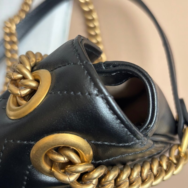 限時出清特價 ::GUCCI:: 446744 黑色MARMONT 22金鍊肩背斜背包-16