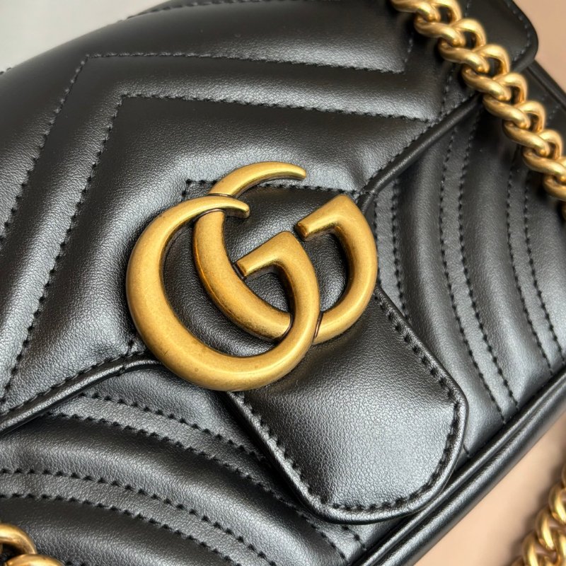 限時出清特價 ::GUCCI:: 446744 黑色MARMONT 22金鍊肩背斜背包-17