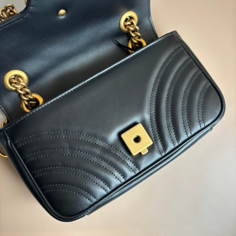 限時出清特價 ::GUCCI:: 446744 黑色MARMONT 22金鍊肩背斜背包-18