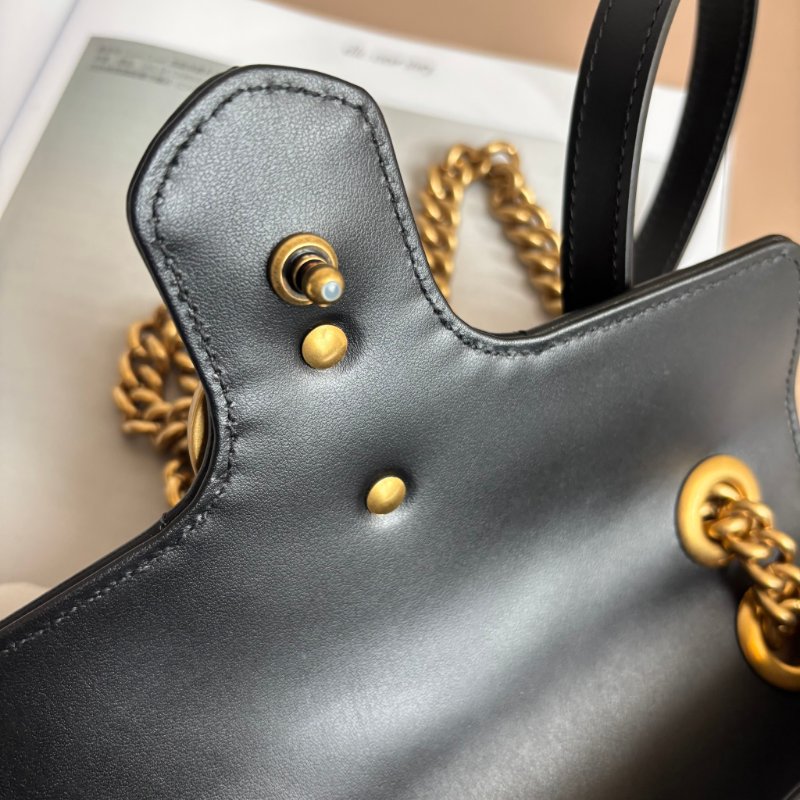 限時出清特價 ::GUCCI:: 446744 黑色MARMONT 22金鍊肩背斜背包-24