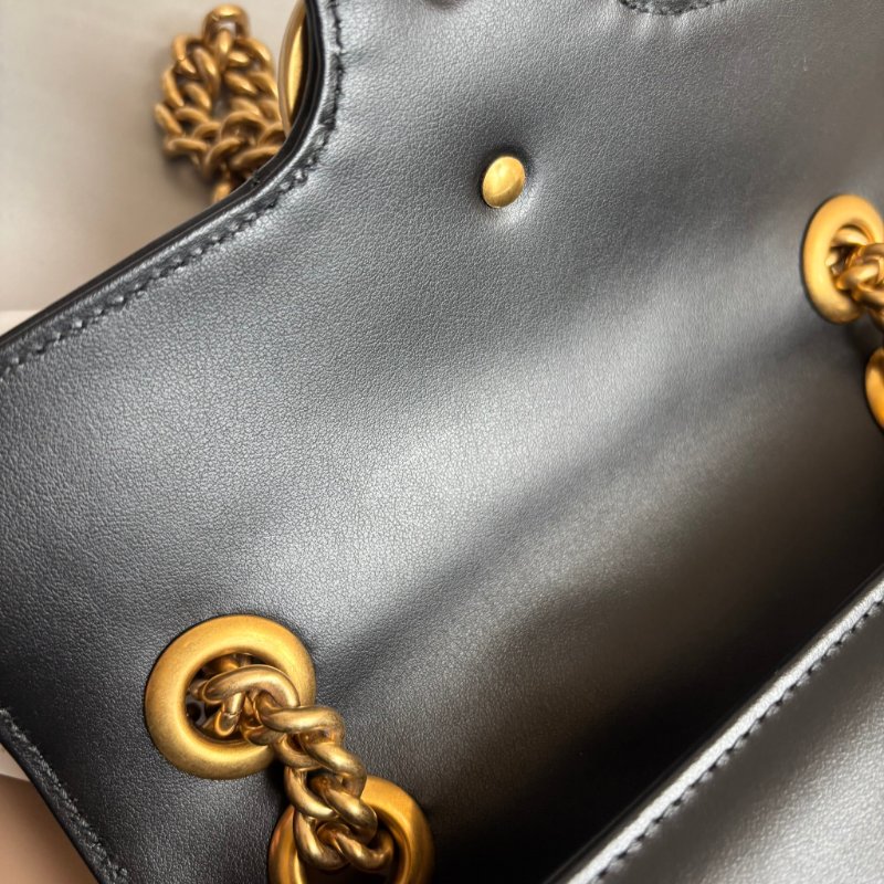 限時出清特價 ::GUCCI:: 446744 黑色MARMONT 22金鍊肩背斜背包-25