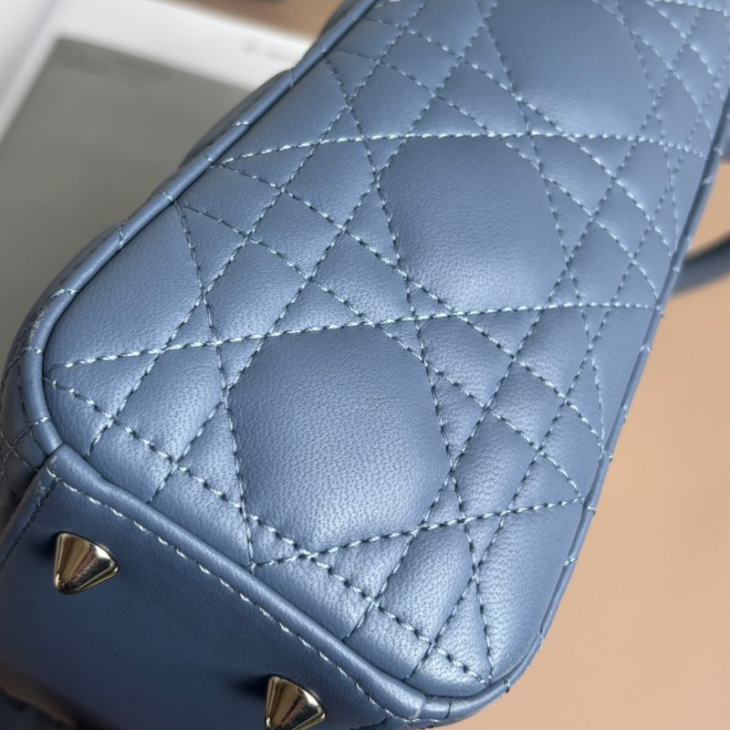 ::Christian Dior:: Lady Dior My ABCDior 紫藍羊皮5x4藤格紋淡金釦手提斜背黛妃包-22