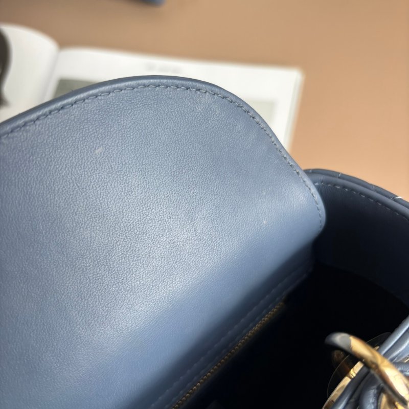 ::Christian Dior:: Lady Dior My ABCDior 紫藍羊皮5x4藤格紋淡金釦手提斜背黛妃包-39