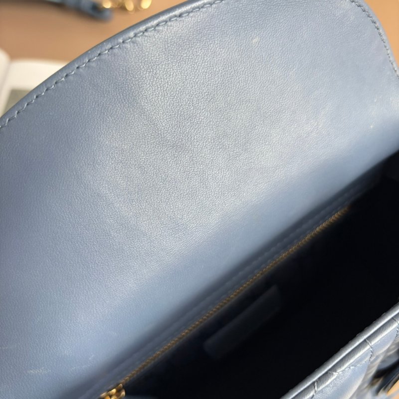 ::Christian Dior:: Lady Dior My ABCDior 紫藍羊皮5x4藤格紋淡金釦手提斜背黛妃包-40