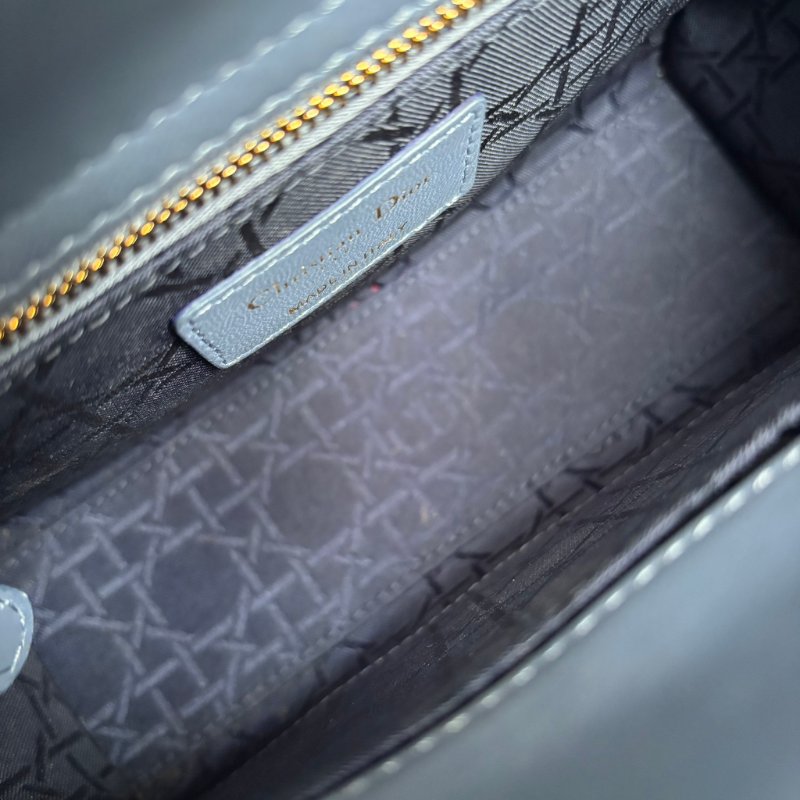 ::Christian Dior:: Lady Dior My ABCDior 紫藍羊皮5x4藤格紋淡金釦手提斜背黛妃包-41