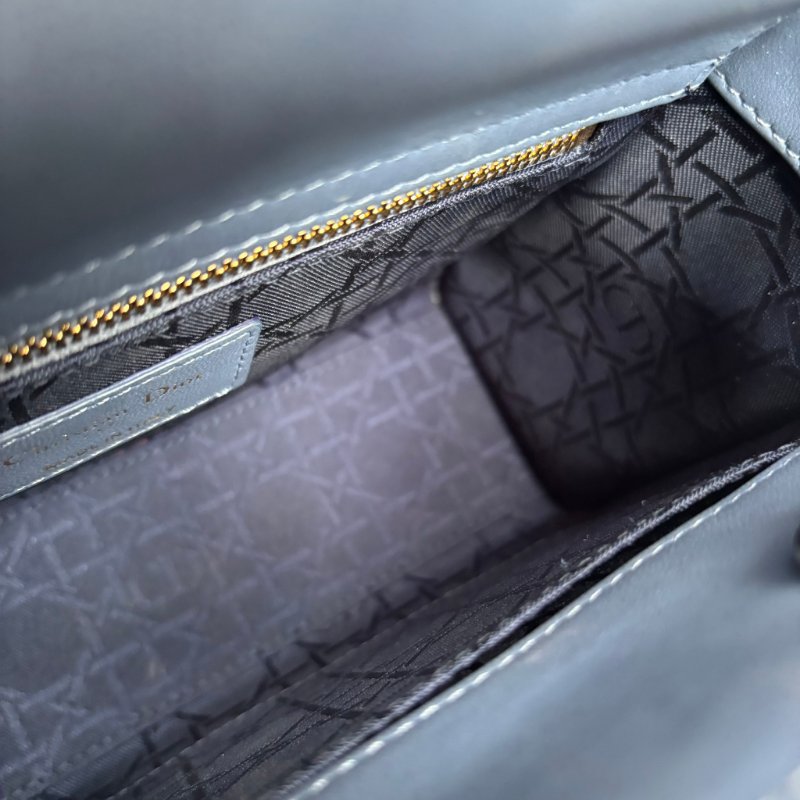 ::Christian Dior:: Lady Dior My ABCDior 紫藍羊皮5x4藤格紋淡金釦手提斜背黛妃包-42