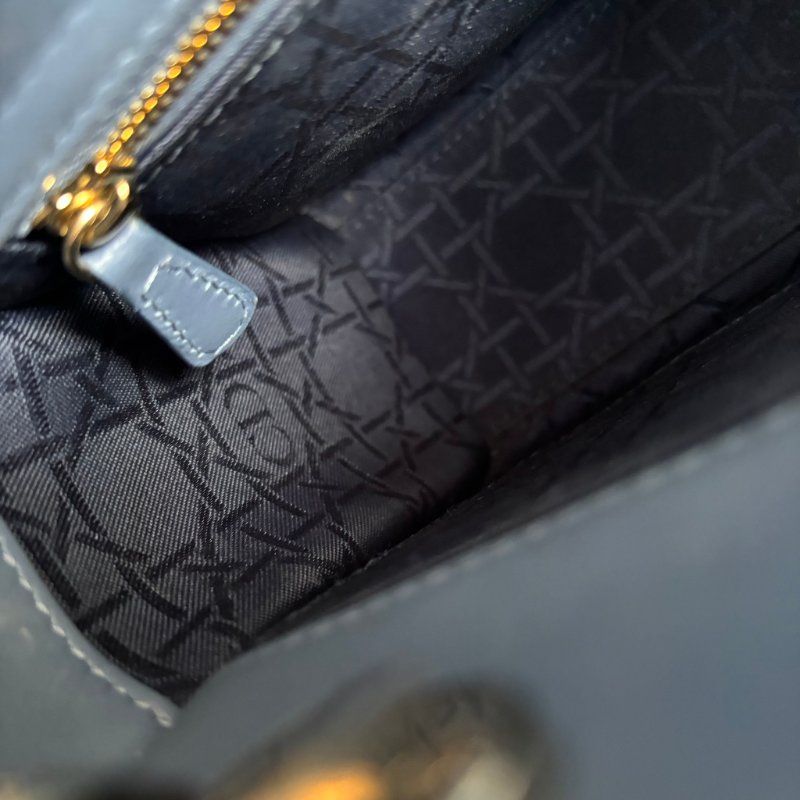 ::Christian Dior:: Lady Dior My ABCDior 紫藍羊皮5x4藤格紋淡金釦手提斜背黛妃包-43