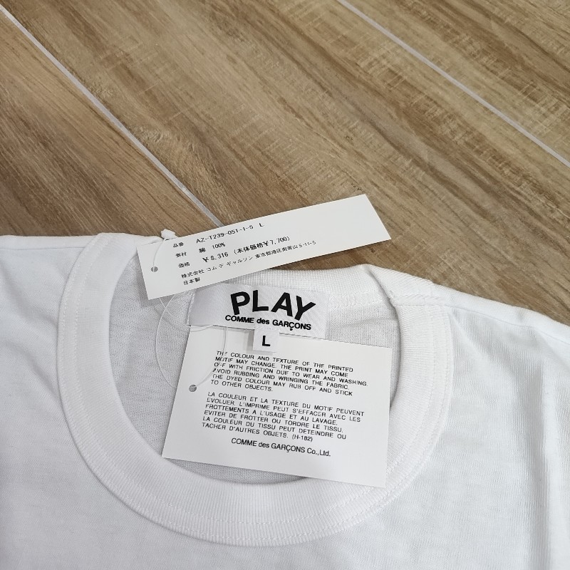 Comme des Garcons CDG Play Heart 川久保玲 限量雙心 眼睛 愛心 T 恤 白T 全新 女版L號-4