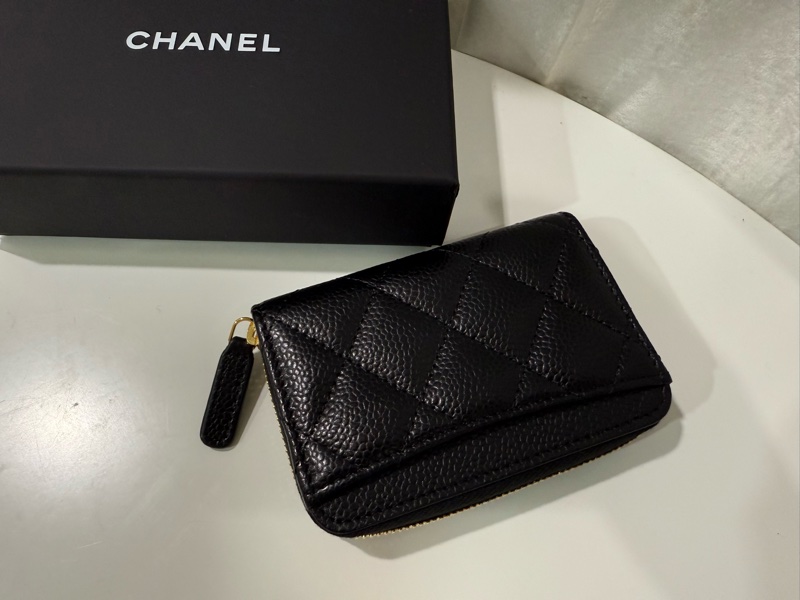 全新全配🖤 Chanel爆款ㄇ字經典拉鍊零錢包卡包荔枝牛黑金扣🤍-11