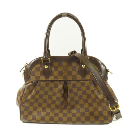 LOUIS VUITTON Damier Trevi金扣手挽肩背兩用袋