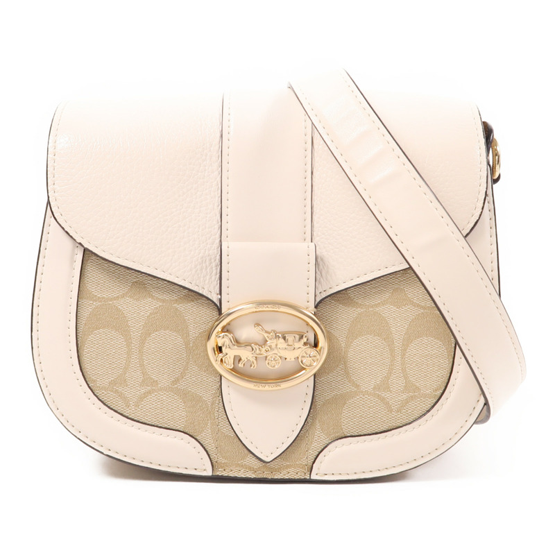COACH 塗層帆布Georgie Saddle Bag金扣肩背袋-0