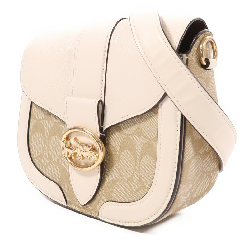 COACH 塗層帆布Georgie Saddle Bag金扣肩背袋-2