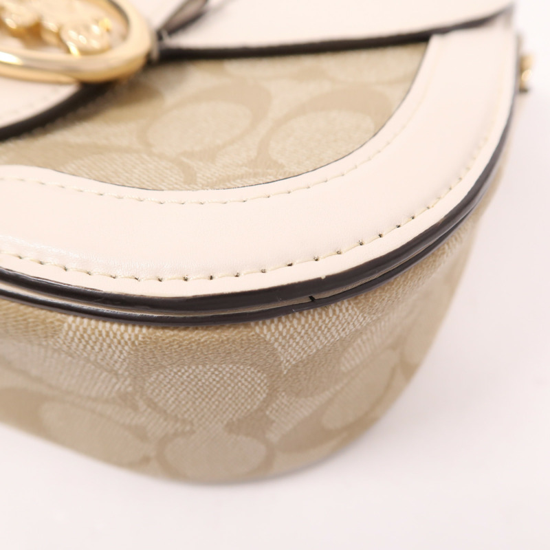 COACH 塗層帆布Georgie Saddle Bag金扣肩背袋-4