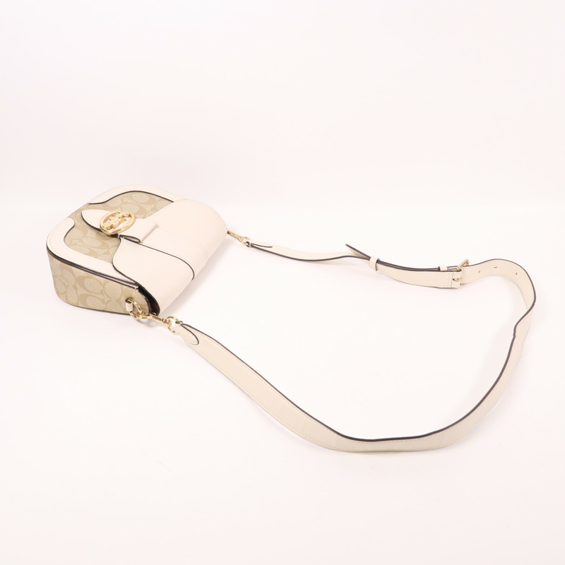 COACH 塗層帆布Georgie Saddle Bag金扣肩背袋-8