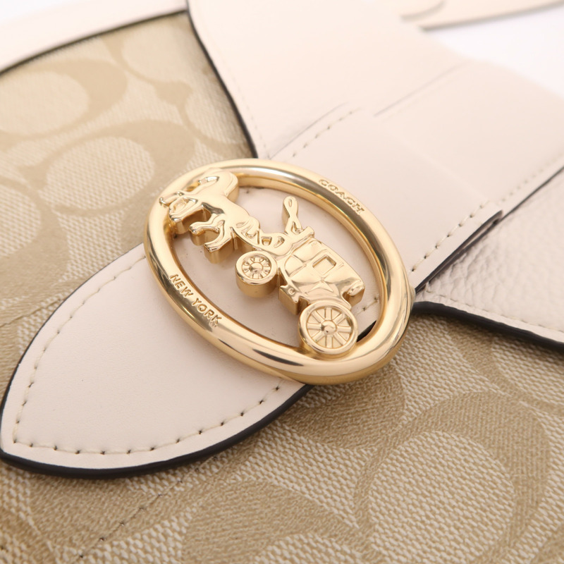 COACH 塗層帆布Georgie Saddle Bag金扣肩背袋-9