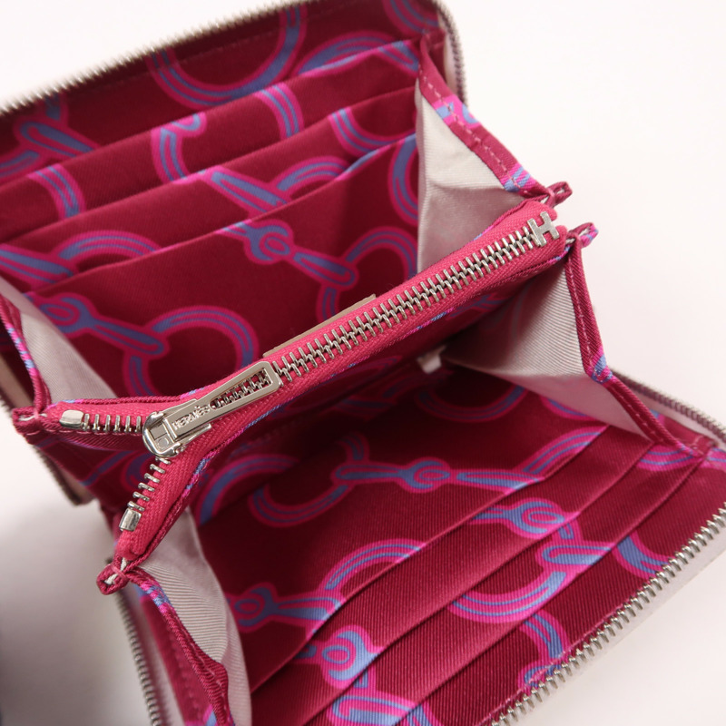HERMES Epsom皮革Silk In Compact Wallet銀扣錢包-4