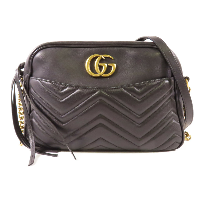GUCCI 牛皮皮革GG Marmont Chain Shoulder金扣肩背袋-0