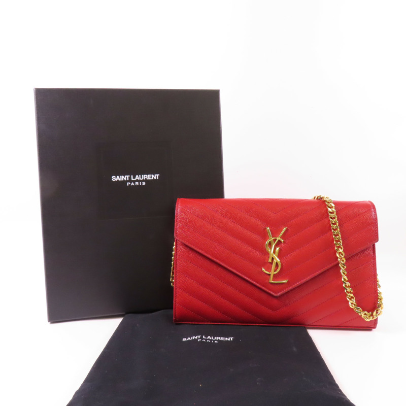 YVES SAINT LAURENT 牛皮皮革Cassandre Envelope金扣肩背袋-11