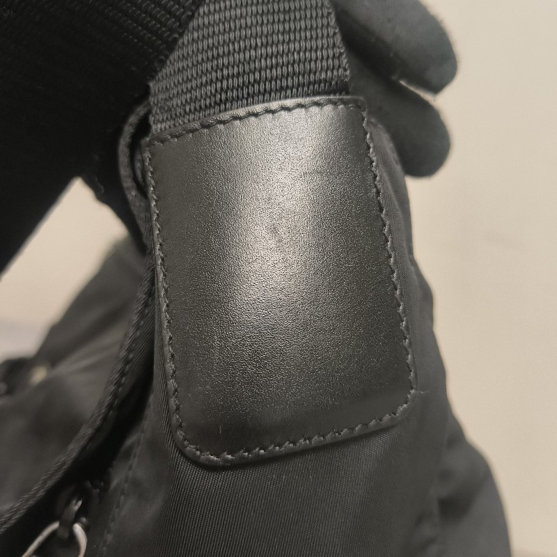 【8成新】㊣✨PRADA✨普拉達 黑色 輕量 帆布 皮革 雙釦 掀蓋式 郵差包 肩背包 斜背包 /二手包/二手精品🌳二手樹屋🌳-21