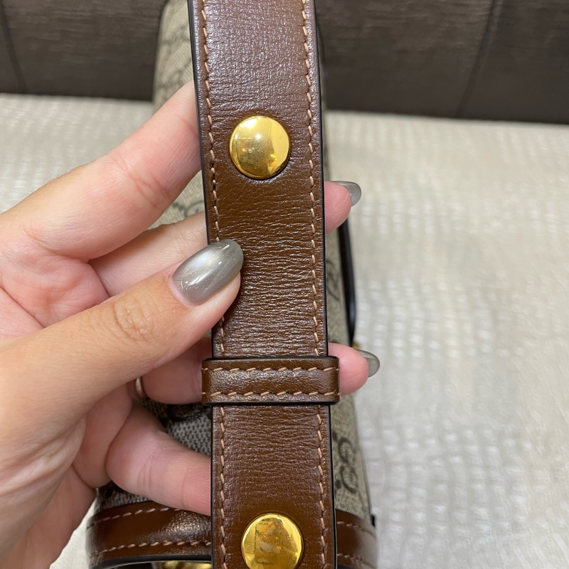 Gucci 棕色老花1955 Horsebit 中號肩斜背包-7