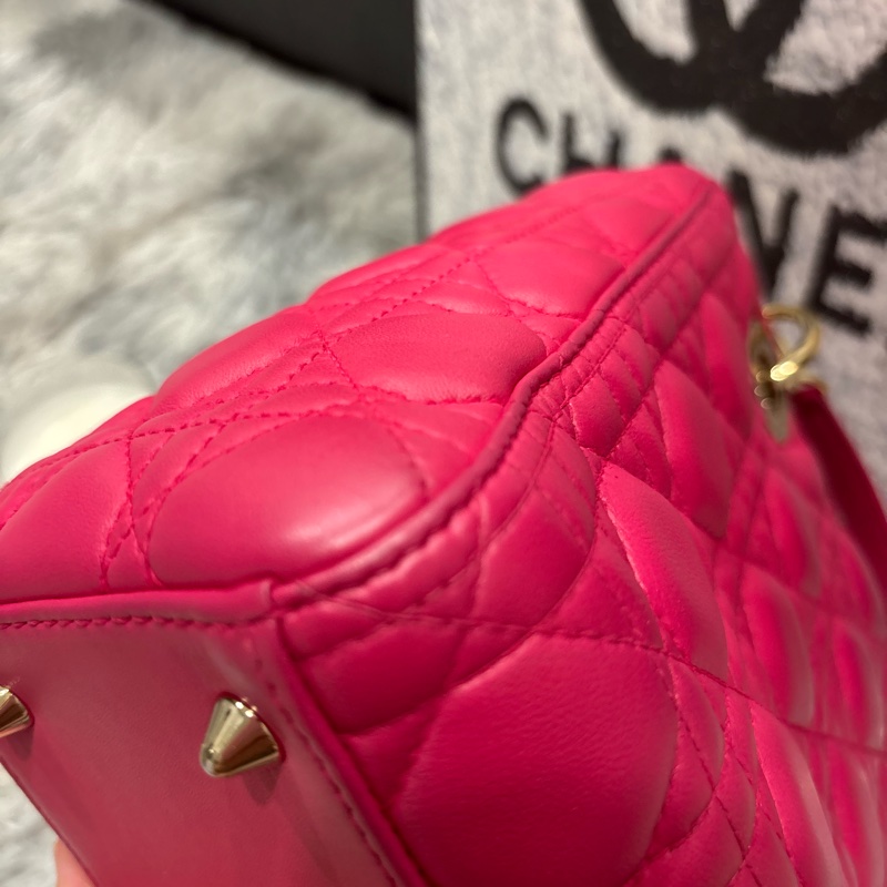Dior 迪奧 經典Lady Dior淡金釦小羊皮手提肩背斜背黛妃包-9