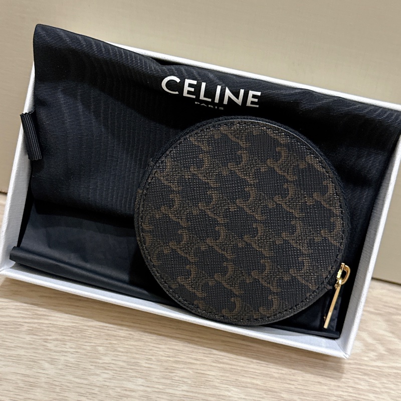 🎠 Celine凱旋門老花帆布圓型零錢包-1