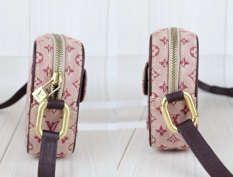 「JL精品代購」9新 LV 樹莓紅 丹寧相機包-3