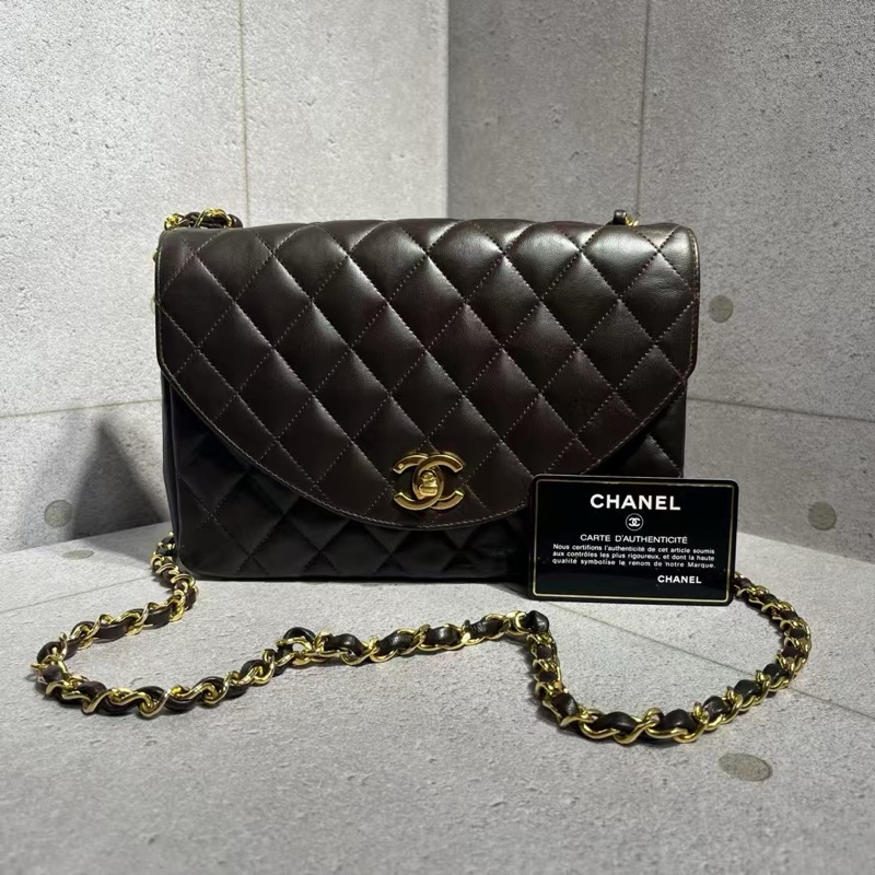 Chanel vintage 朱古力啡色半月包-0