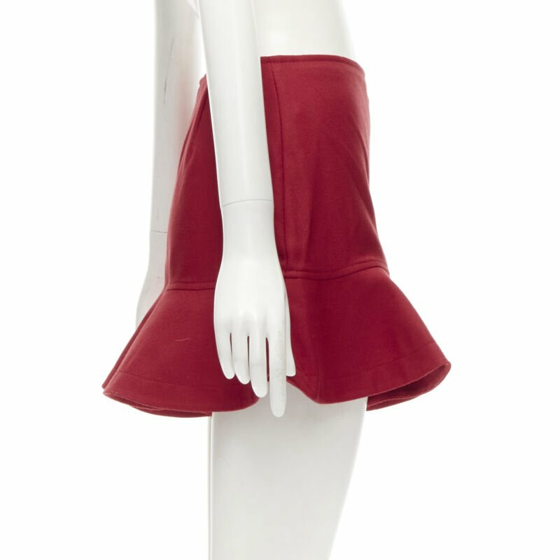 VALENTINO black beaded heart badge red twill flared frill shorts IT38 XS-3