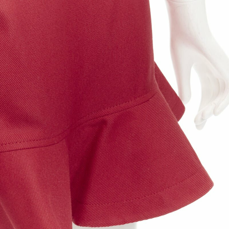 VALENTINO black beaded heart badge red twill flared frill shorts IT38 XS-6