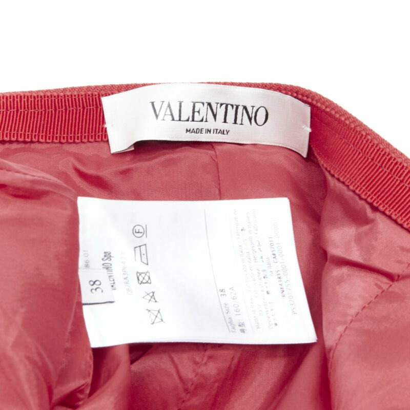 VALENTINO black beaded heart badge red twill flared frill shorts IT38 XS-7