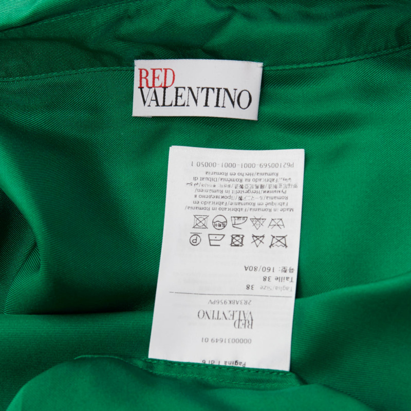RED VALENTINO 2022 100% silk green bow tie Peter Pan blouse shirt IT38 XS-7