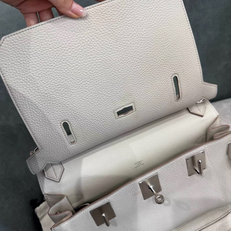 99新 愛馬仕hermes Jypsiere吉普賽31 冰川白銀扣單肩包 TOGO皮 A刻-6
