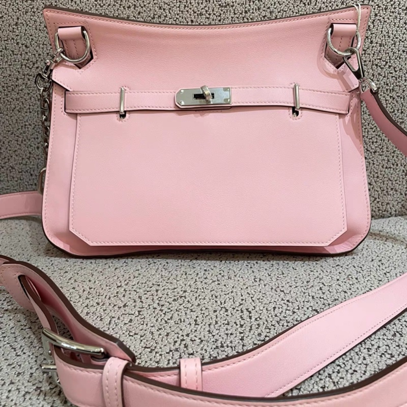 Hermes 愛馬仕 Jypsiere 28 櫻花粉銀吉普賽單肩斜挎包 T刻-0