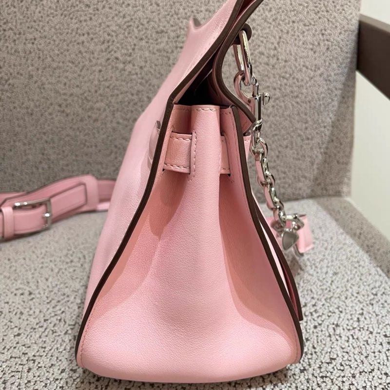 Hermes 愛馬仕 Jypsiere 28 櫻花粉銀吉普賽單肩斜挎包 T刻-2