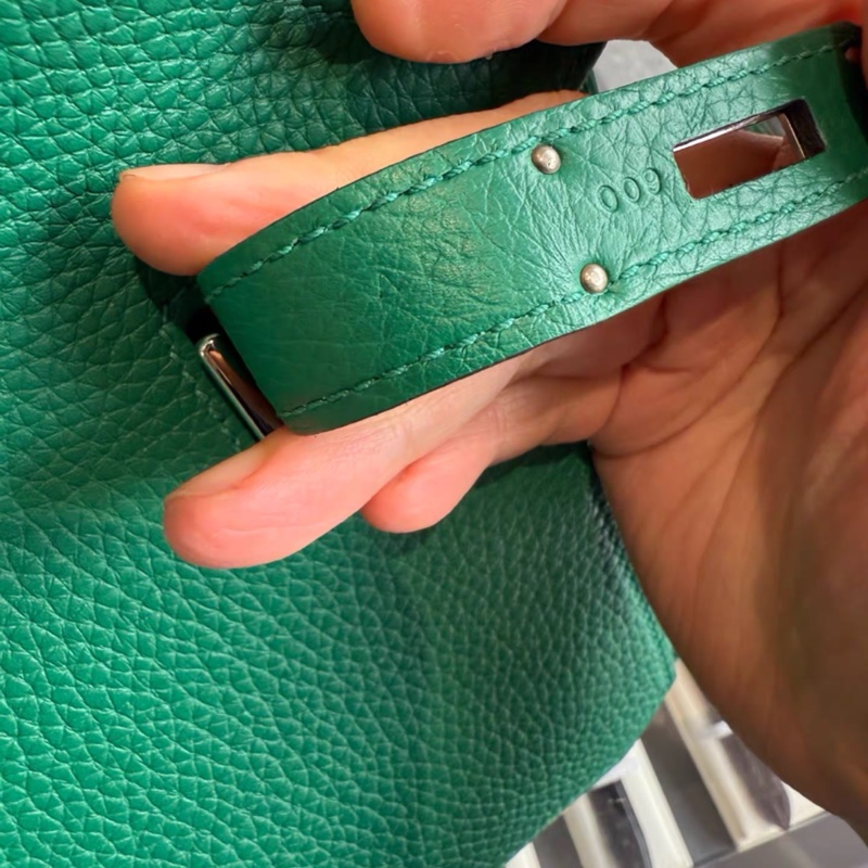 99新 愛馬仕 吉普賽 28 絲絨綠銀扣 小尺寸 A刻-3