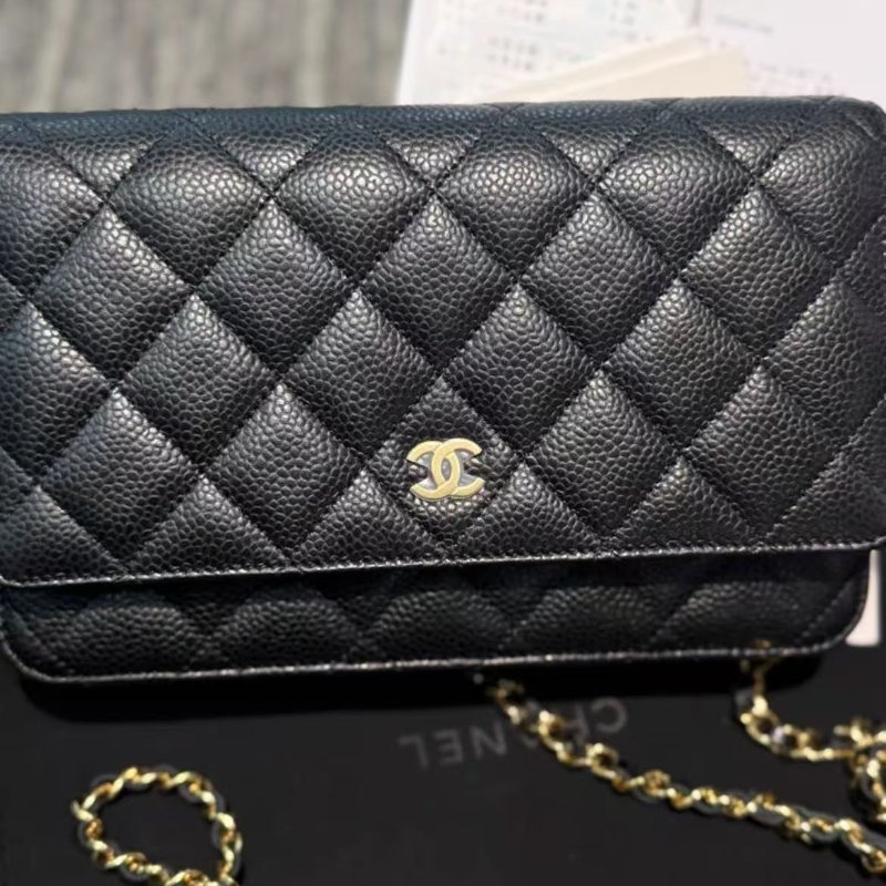 Chanel 發財woc 黑金荔枝牛皮 全新配件塵袋購證盒子-6