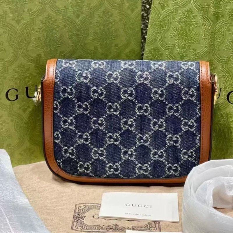 全新全套Gucci 1955馬鞍MINI 藍色丹寧牛仔-4