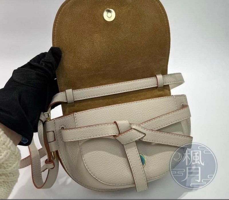 9.5成新保證正品 Loewe mini gate dual 馬鞍包 灰杏色-2