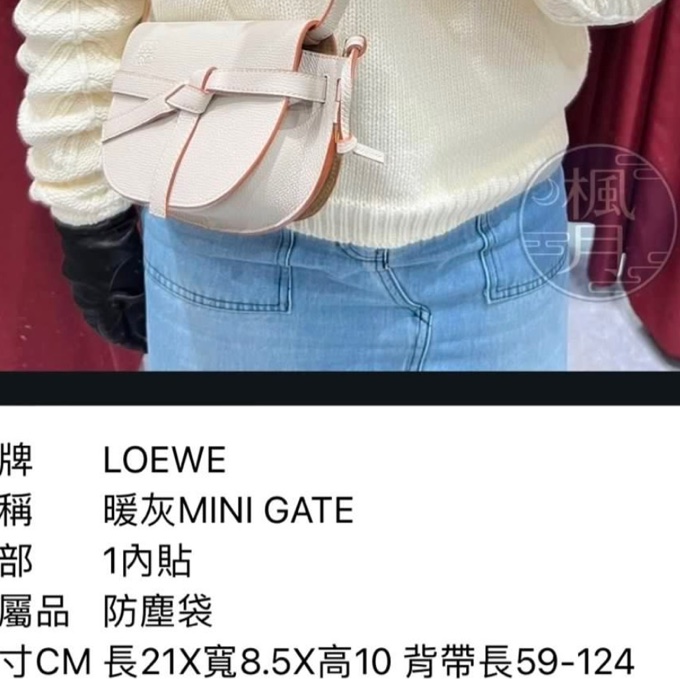 9.5成新保證正品 Loewe mini gate dual 馬鞍包 灰杏色-11