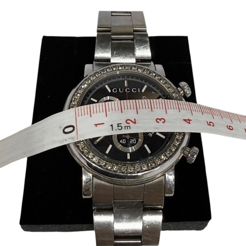 【美收精品】GUCCI 鑽石黑色錶盤手錶 2-147-8
