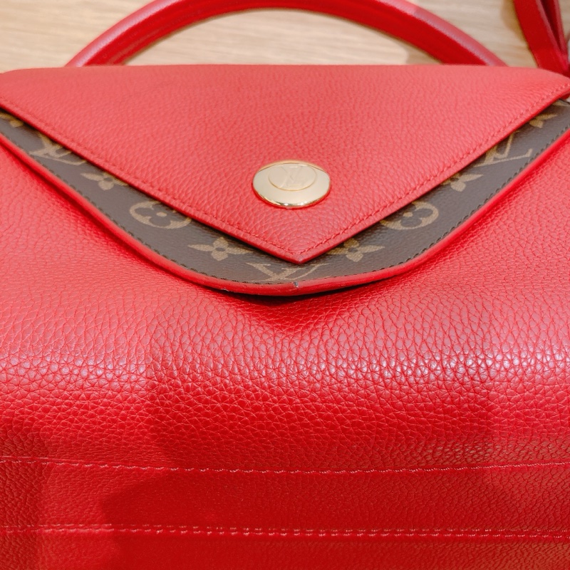 TW4257 Louis Vuitton LV 路易威登紅色拼老花手提斜挎包-9