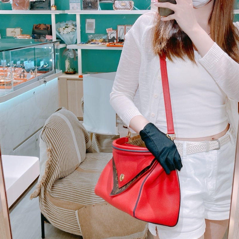 TW4257 Louis Vuitton LV 路易威登紅色拼老花手提斜挎包-38