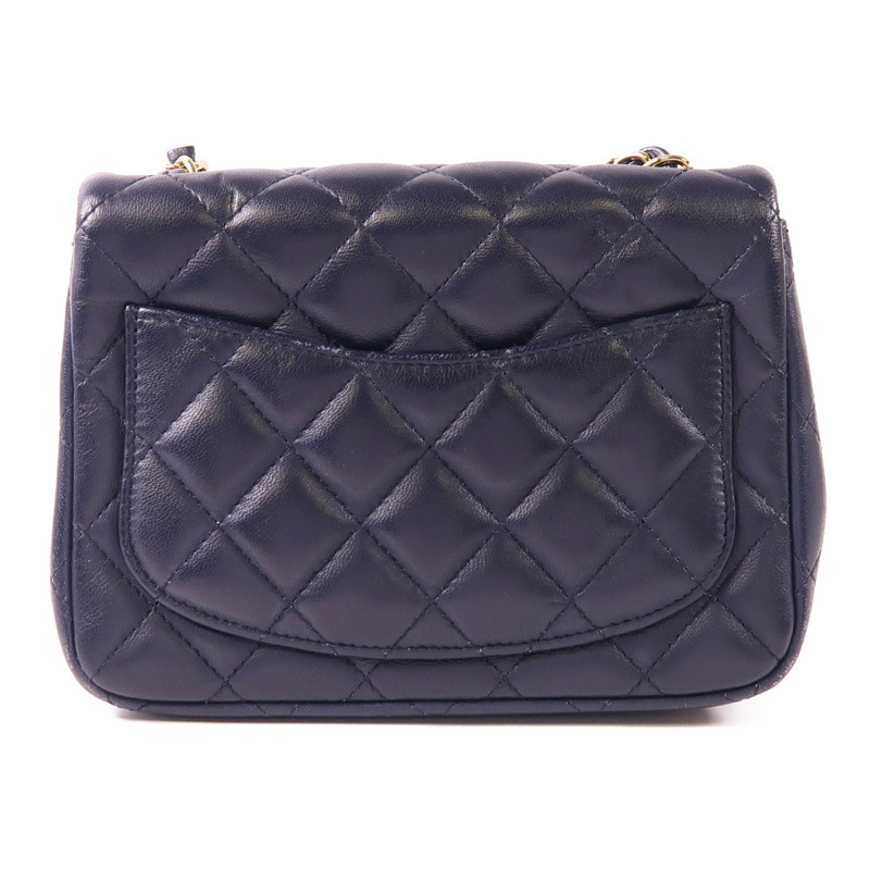 CHANEL 羊皮皮革Mini Classic 17金扣鏈帶肩背袋-1