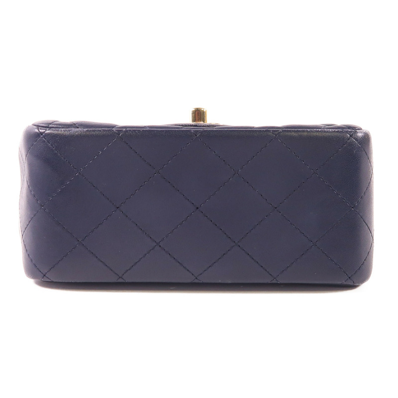 CHANEL 羊皮皮革Mini Classic 17金扣鏈帶肩背袋-3