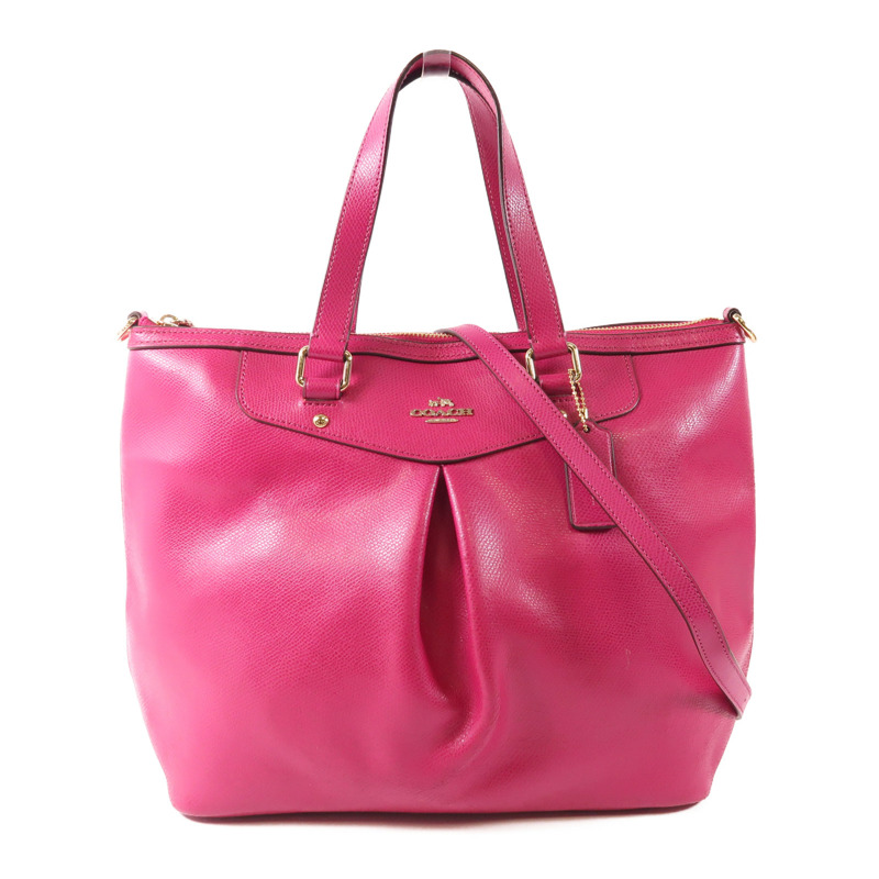 COACH 牛皮皮革2 Way Shoulder金扣手挽肩背兩用袋-0
