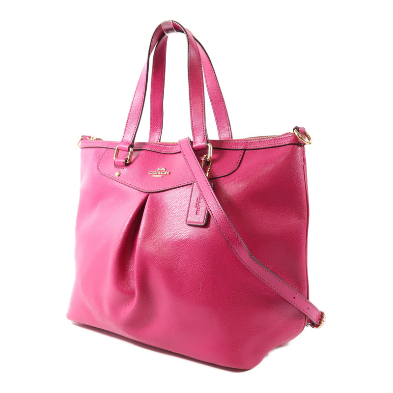 COACH 牛皮皮革2 Way Shoulder金扣手挽肩背兩用袋-2
